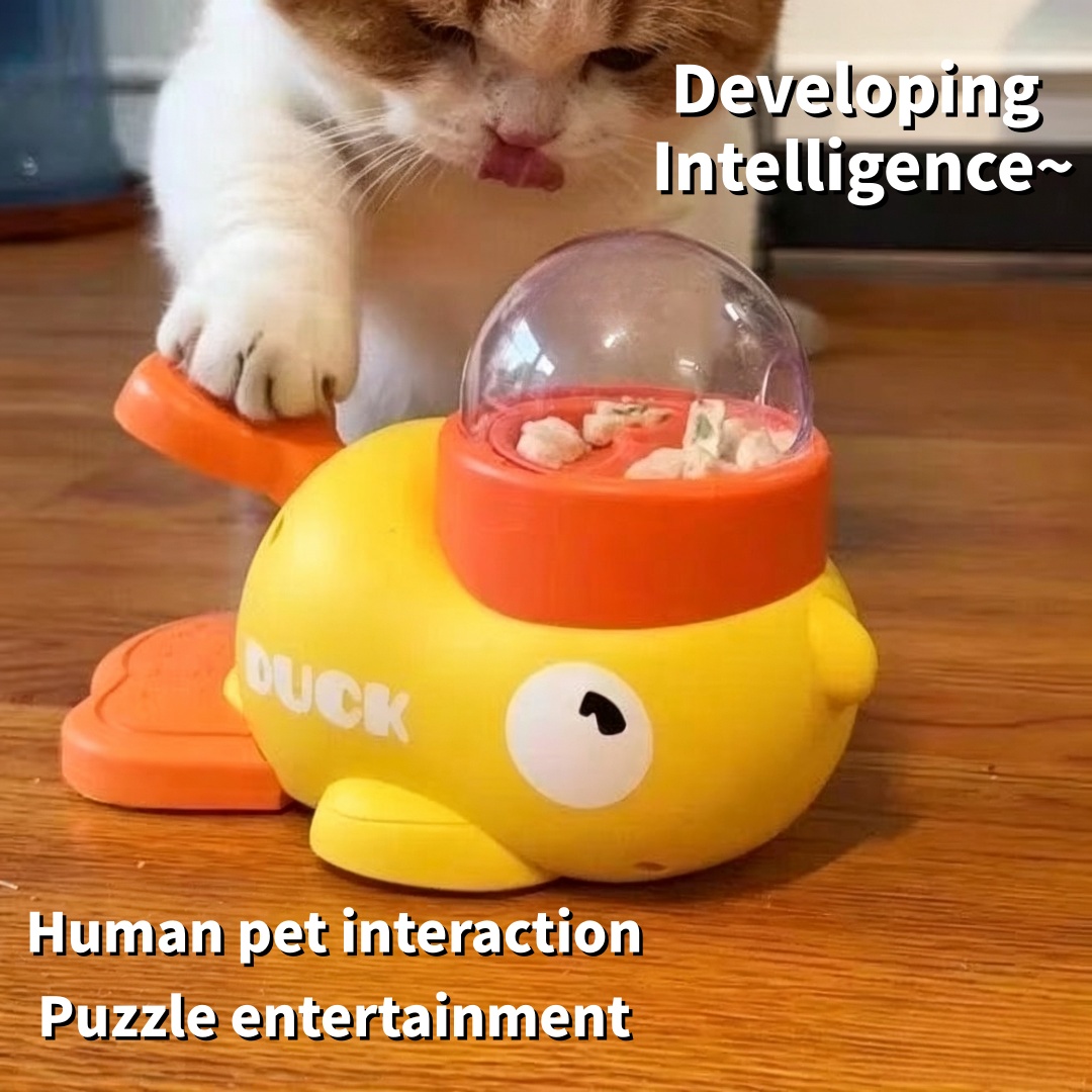 Dog Treat Puzzle Toy - Gele Eend Huisdier Snack Dispenser, Interactieve