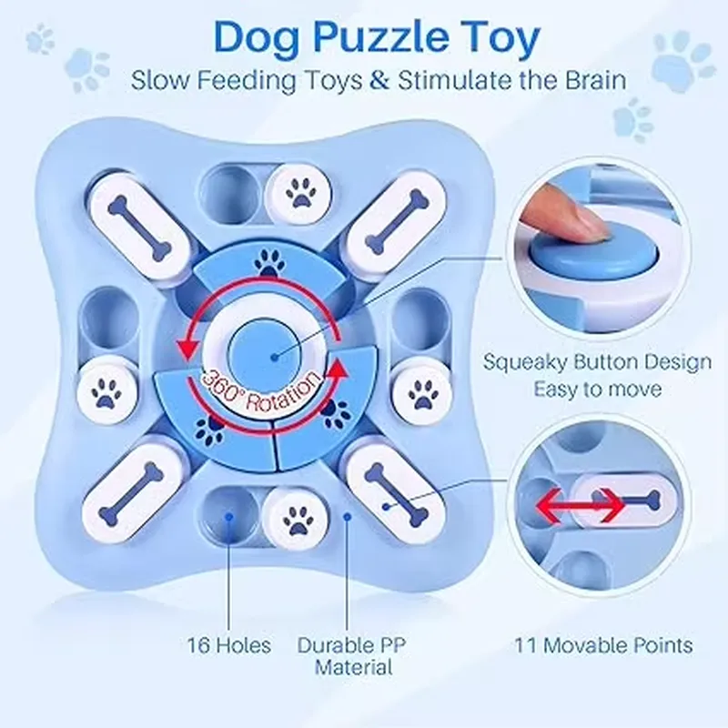 Dog Treat Puzzle Toy - Interactieve hondenpuzzelspeeltjes met piepgeluid, verrijking, mentale